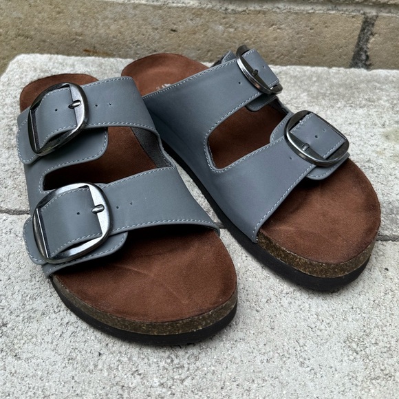 Cliffs Gray Double Buckle Sandals - Picture 2 of 8